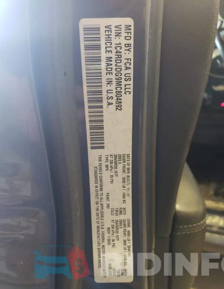 1C4RDJDG9MC804892 Photo# 12