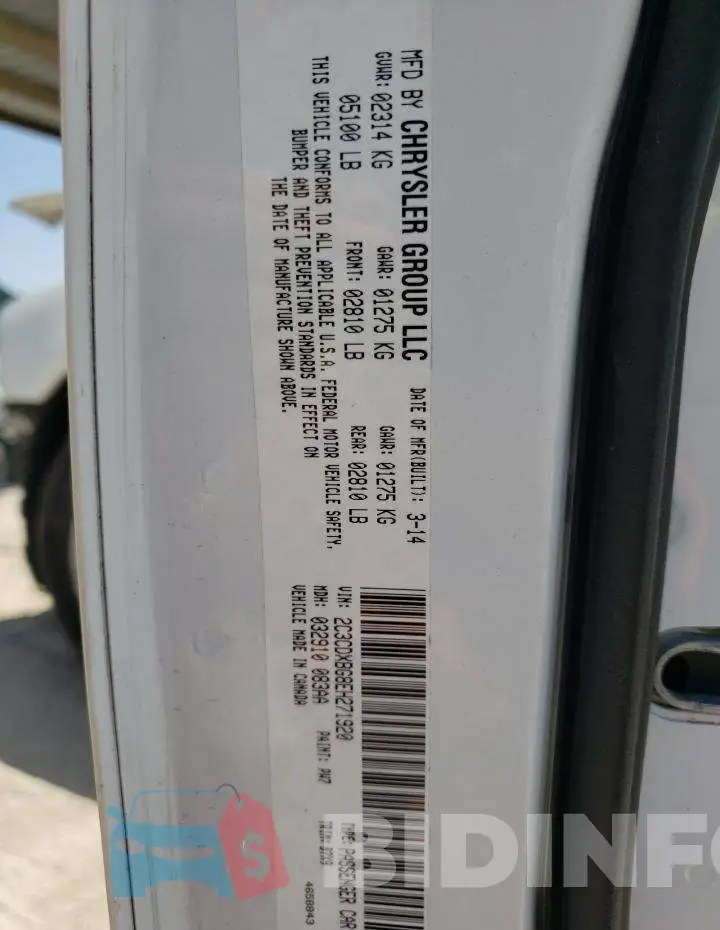 2C3CDXBG8EH271920 Photo# 13