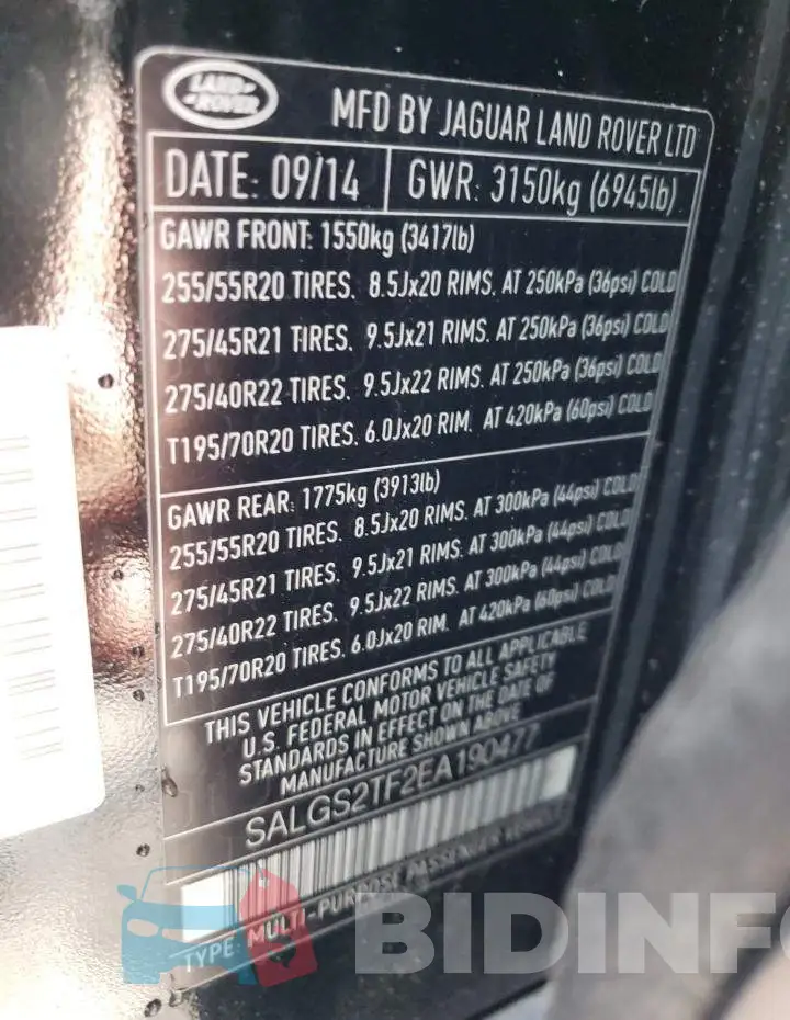 SALGS2TF2EA190477 Photo# 12