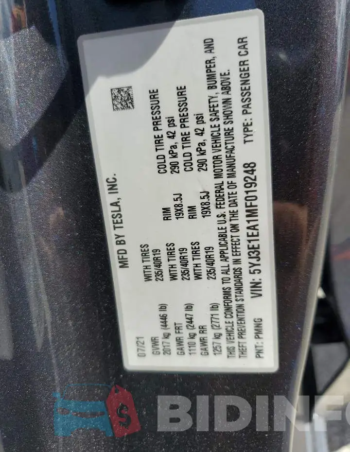 5YJ3E1EA1MF019248 Photo# 13