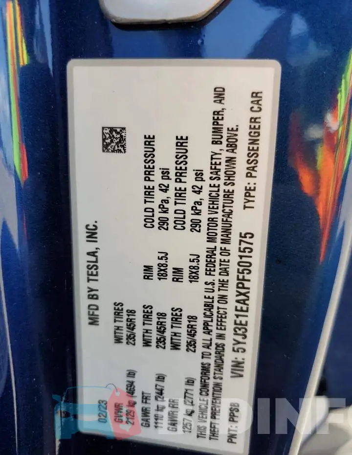 5YJ3E1EAXPF501575 Photo# 12