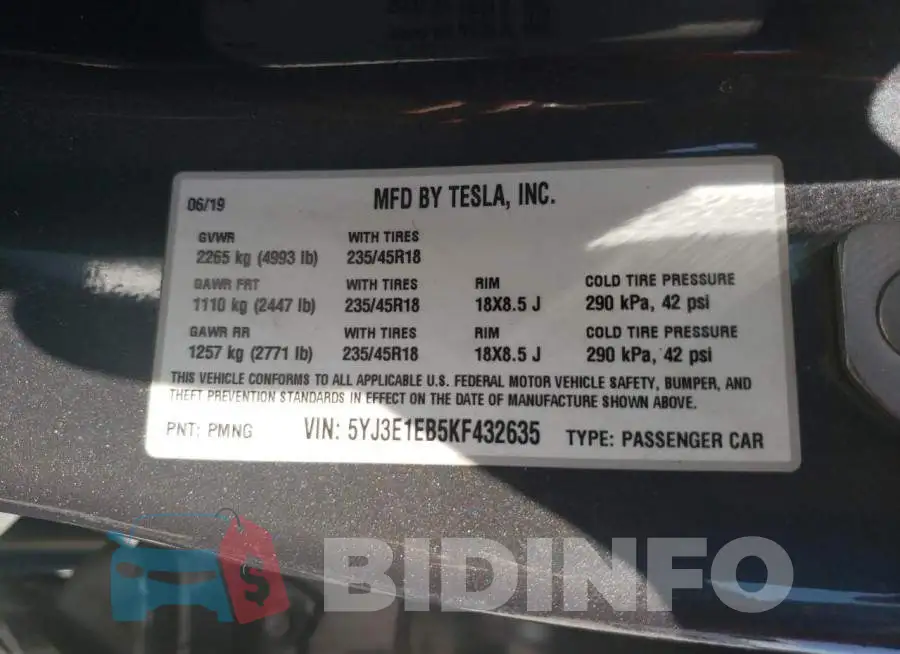 5YJ3E1EB5KF432635 Photo# 12