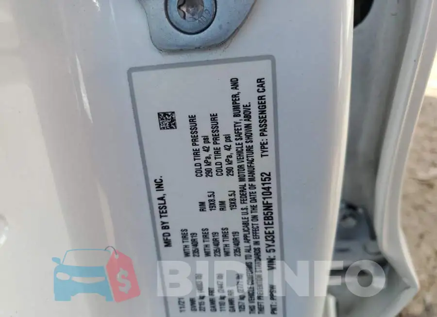 5YJ3E1EB5NF104152 Photo# 12