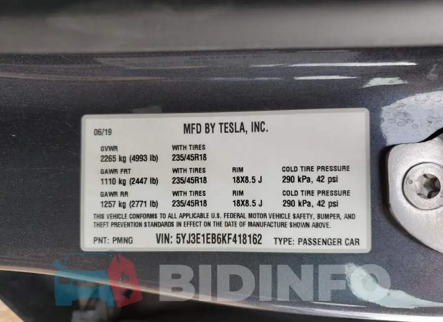5YJ3E1EB6KF418162 Photo# 13