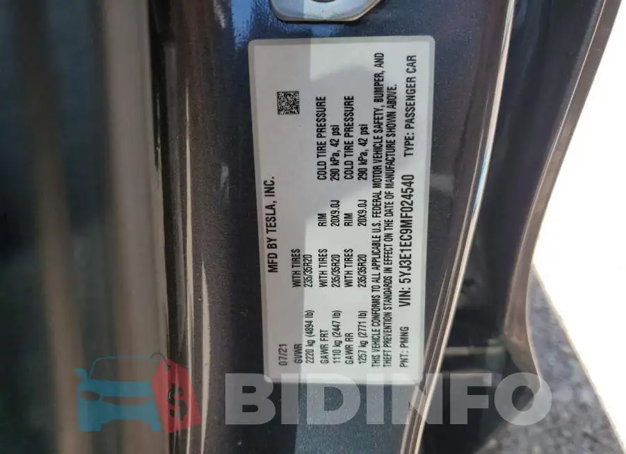 5YJ3E1EC9MF024540 Photo# 12