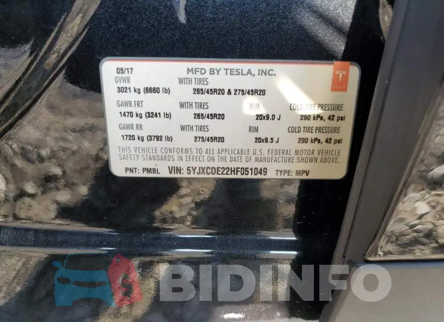 5YJXCDE22HF051049 Photo# 12