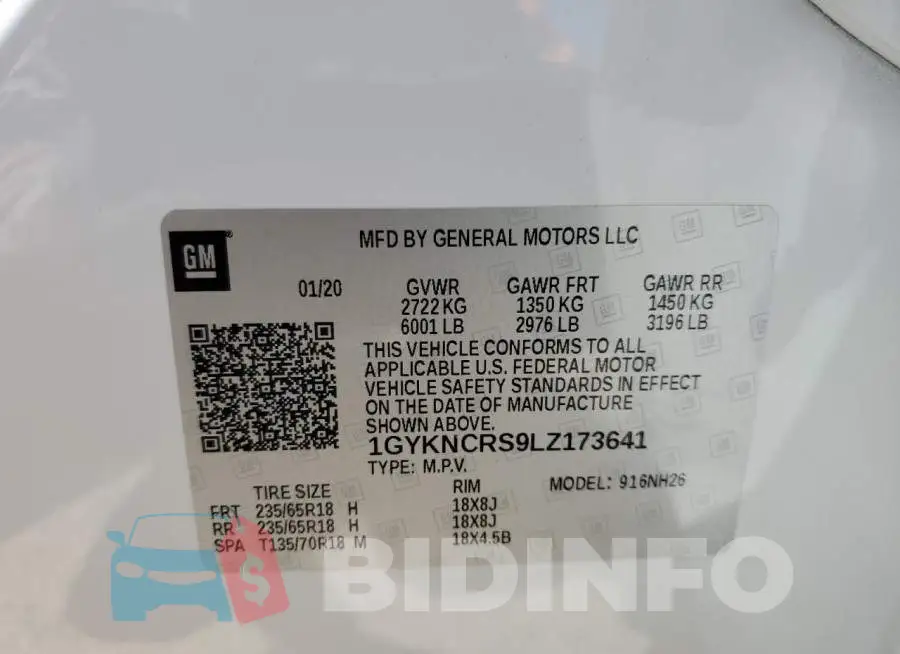 1GYKNCRS9LZ173641 Photo# 12