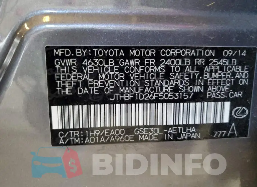 JTHBF1D26F5053157 Photo# 13
