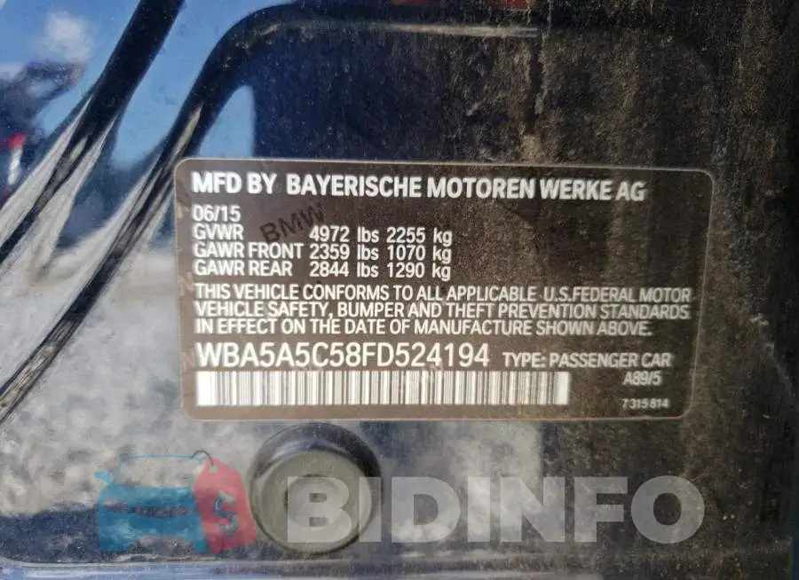 WBA5A5C58FD524194 Photo# 12
