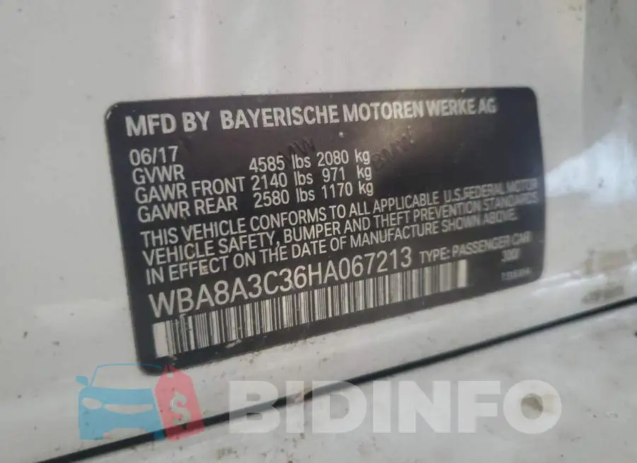 WBA8A3C36HA067213 Photo# 12