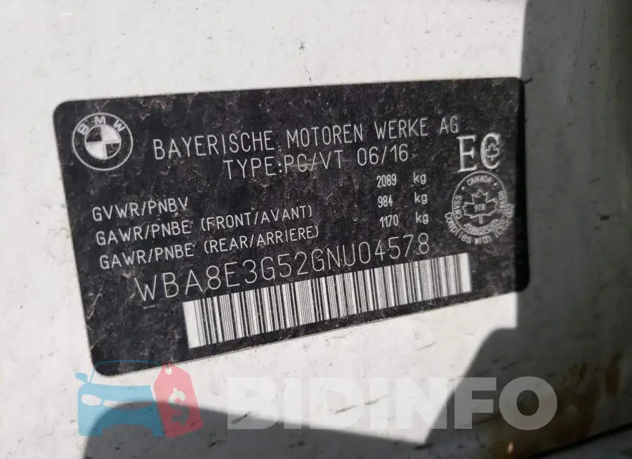 WBA8E3G52GNU04578 Photo# 12