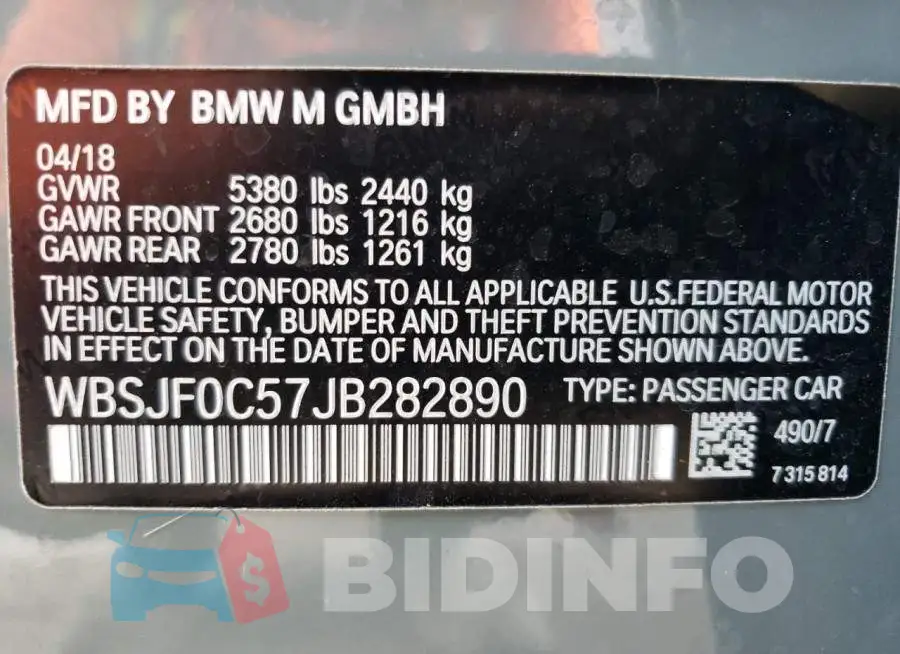 WBSJF0C57JB282890 Photo# 12