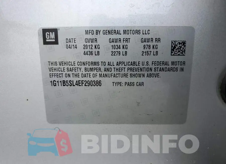 1G11B5SL4EF290386 Photo# 13