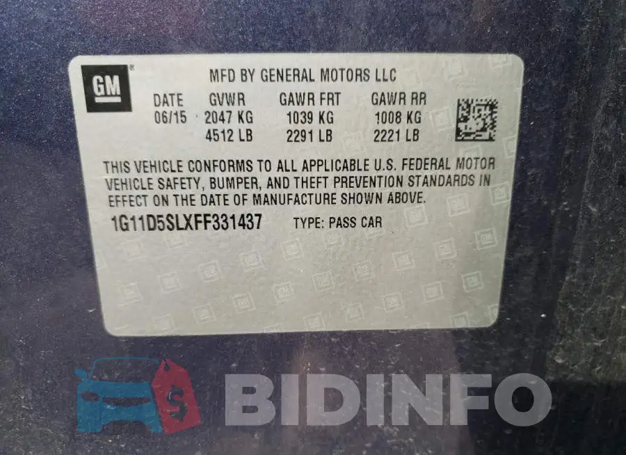 1G11D5SLXFF331437 Photo# 12