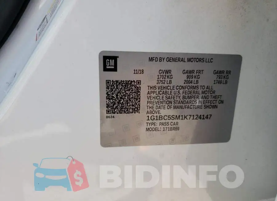 1G1BC5SM1K7124147 Photo# 13