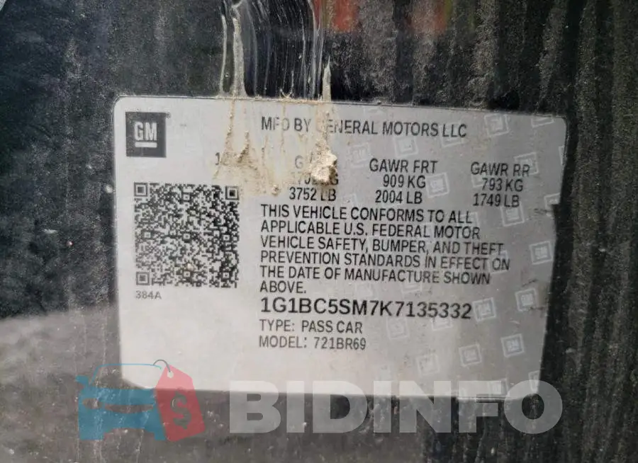 1G1BC5SM7K7135332 Photo# 12