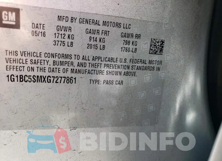 1G1BC5SMXG7277861 Photo# 12