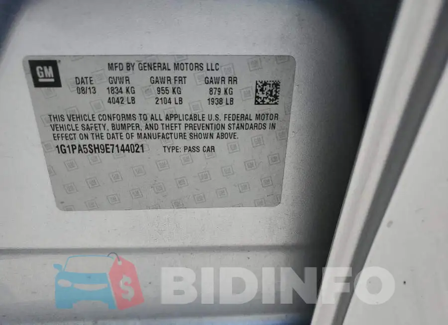 1G1PA5SH9E7144021 Photo# 13