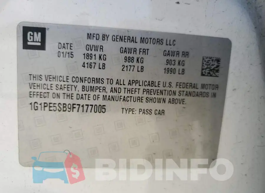 1G1PE5SB9F7177005 Photo# 13