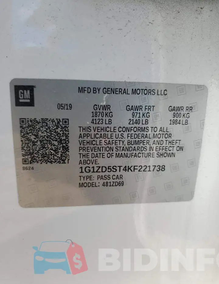 1G1ZD5ST4KF221738 Photo# 13