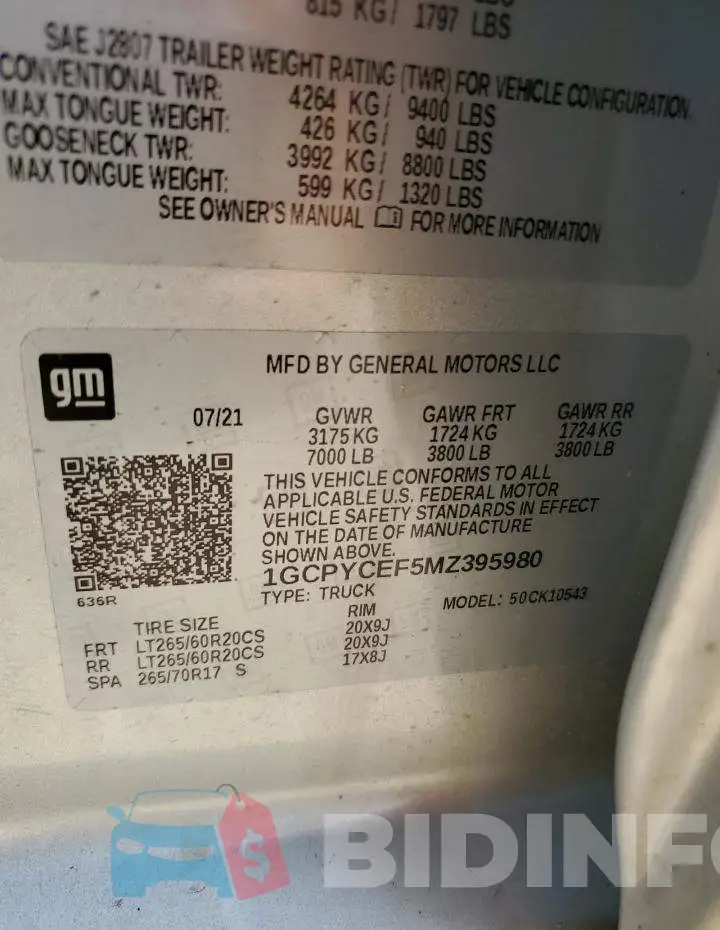 1GCPYCEF5MZ395980 Photo# 12