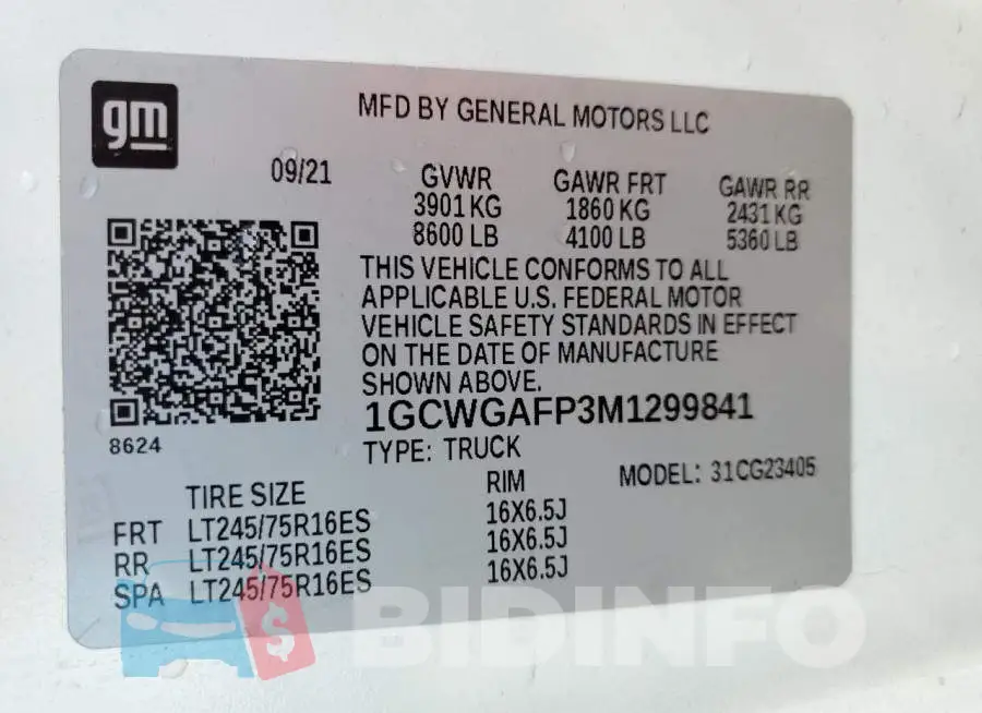1GCWGAFP3M1299841 Photo# 13