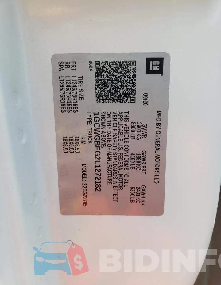 1GCWGBFG2L1272182 Photo# 14