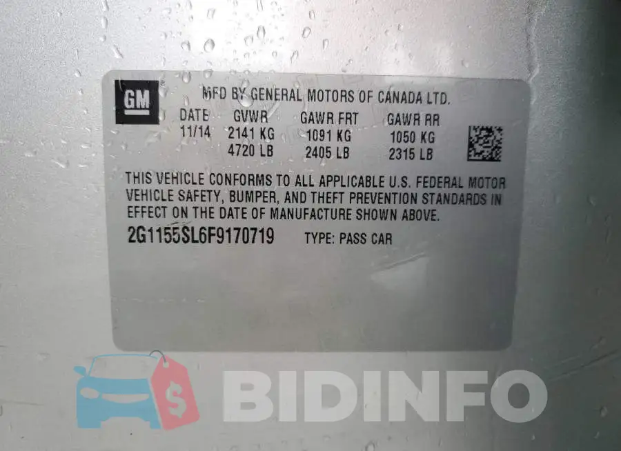 2G1155SL6F9170719 Photo# 13