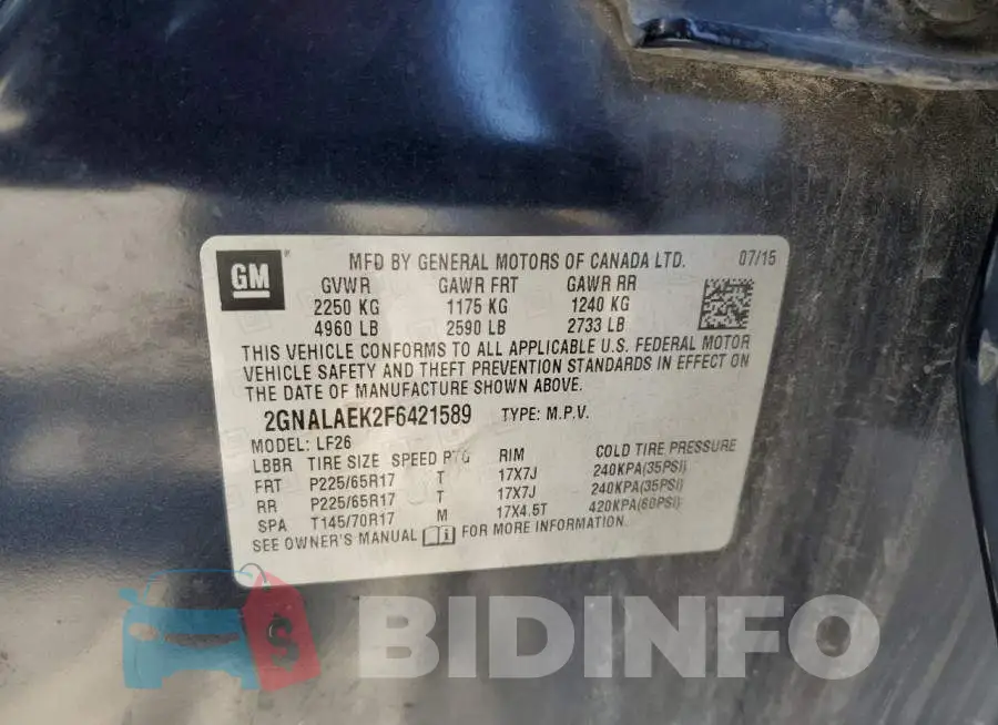 2GNALAEK2F6421589 Photo# 13