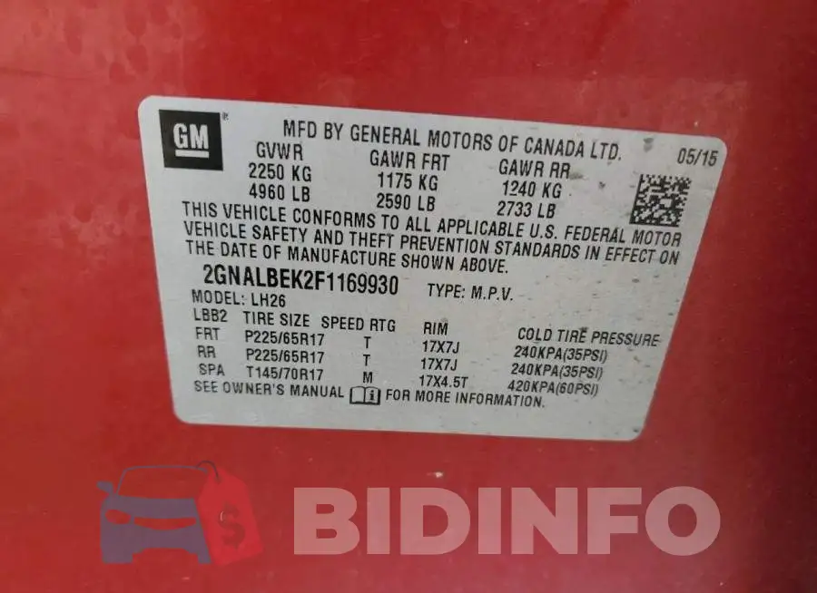 2GNALBEK2F1169930 Photo# 13