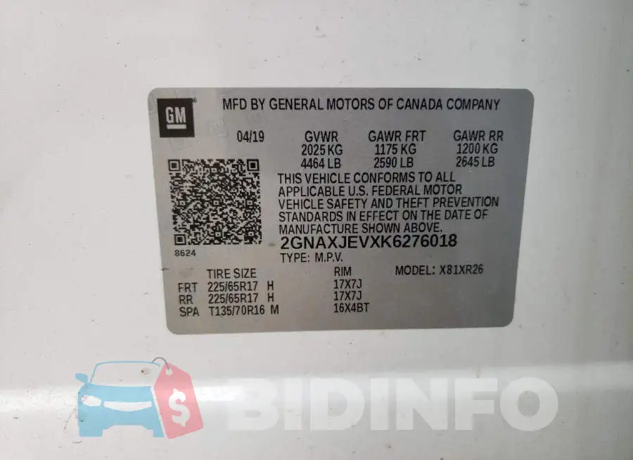 2GNAXJEVXK6276018 Photo# 12