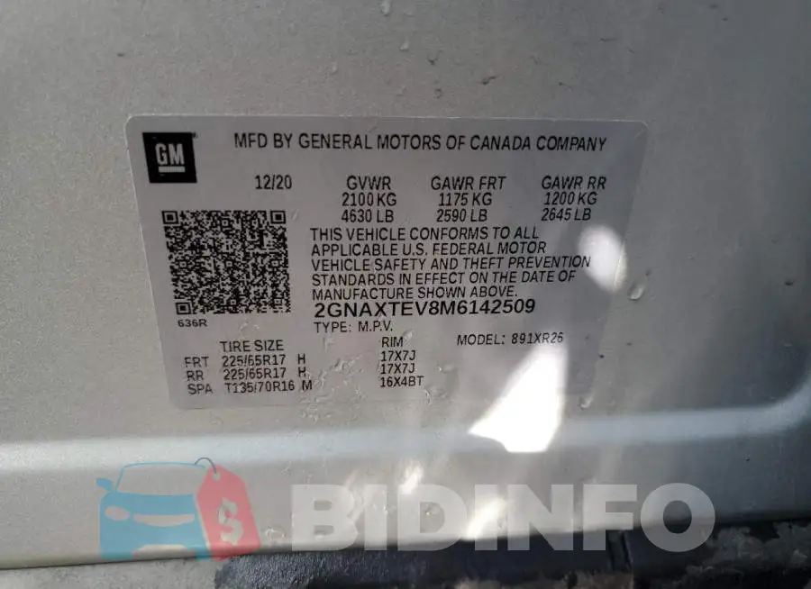 2GNAXTEV8M6142509 Photo# 13