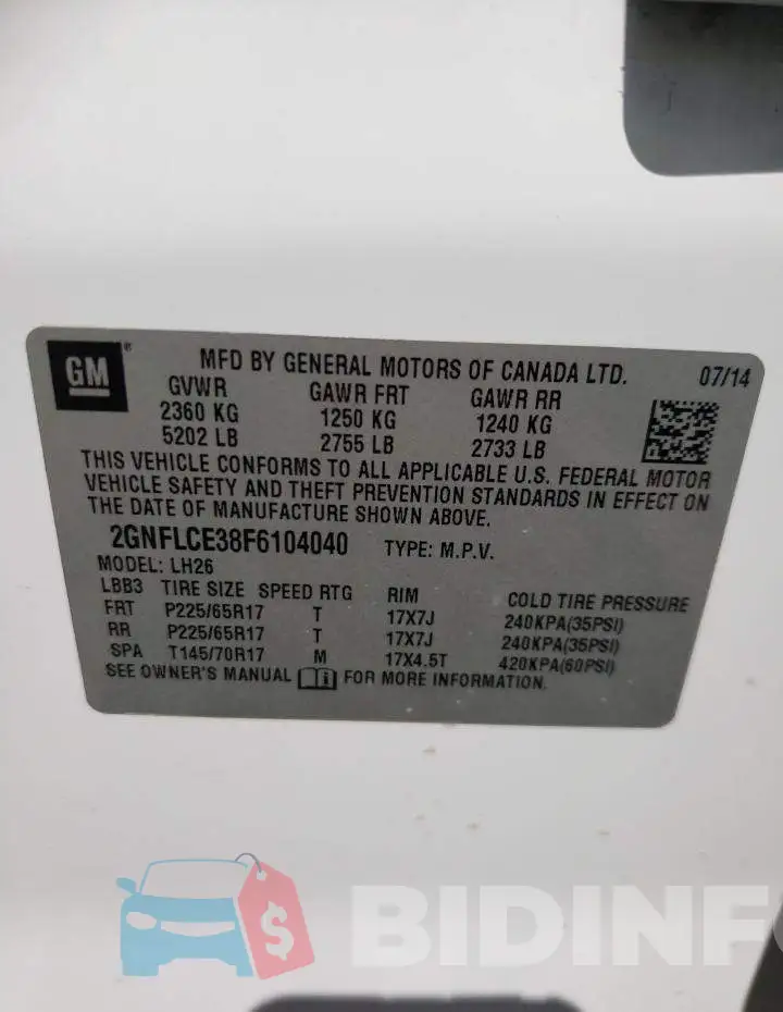 2GNFLCE38F6104040 Photo# 13