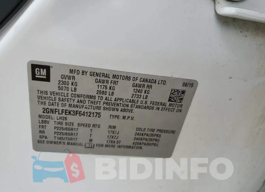 2GNFLFEK3F6412175 Photo# 13
