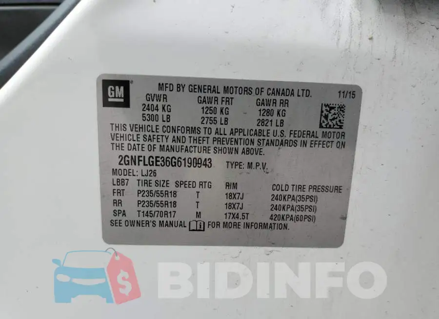 2GNFLGE36G6190943 Photo# 12