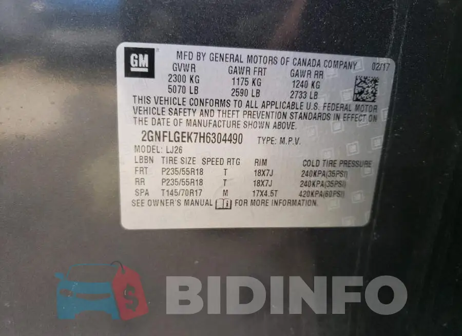 2GNFLGEK7H6304490 Photo# 13