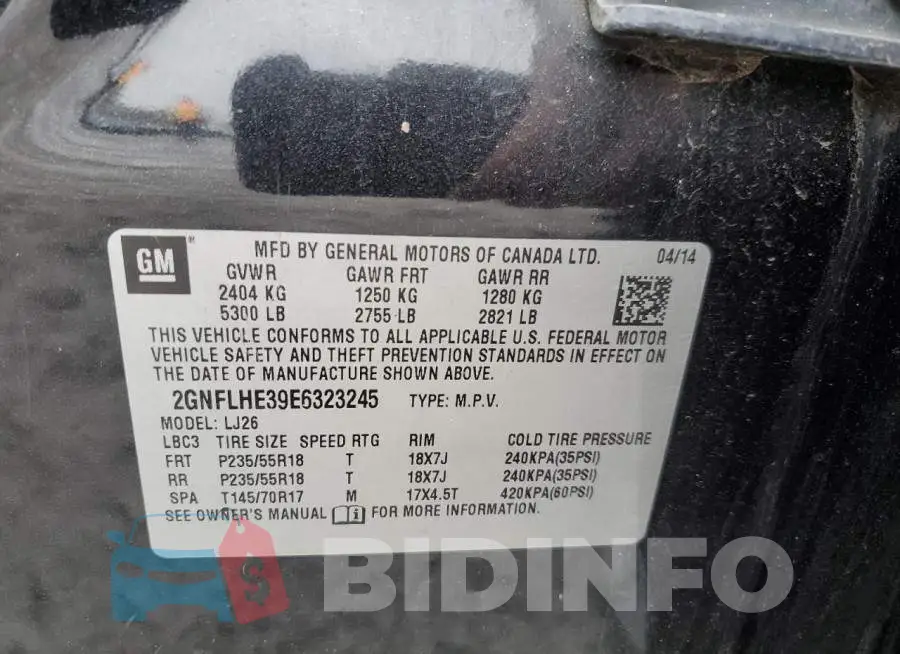 2GNFLHE39E6323245 Photo# 13