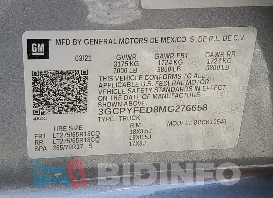3GCPYFED8MG276658 Photo# 12