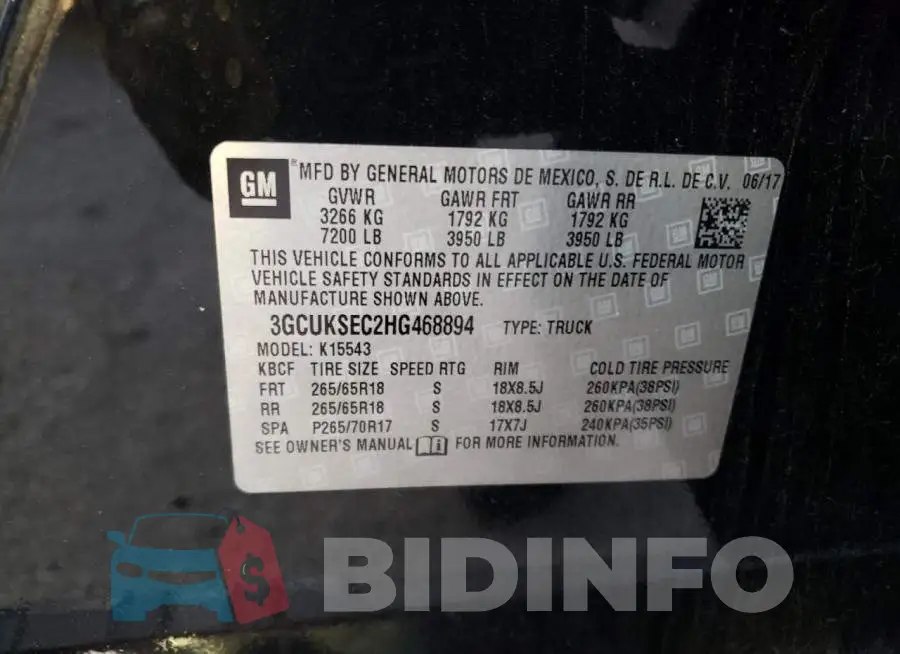 3GCUKSEC2HG468894 Photo# 12