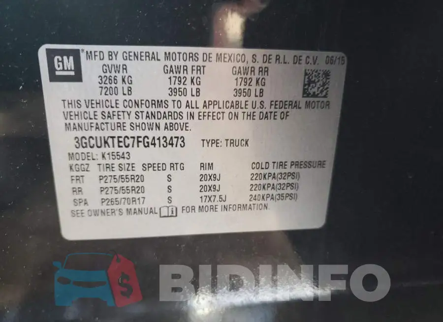 3GCUKTEC7FG413473 Photo# 12