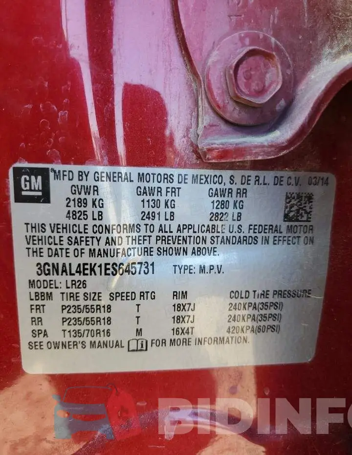 3GNAL4EK1ES645731 Photo# 13