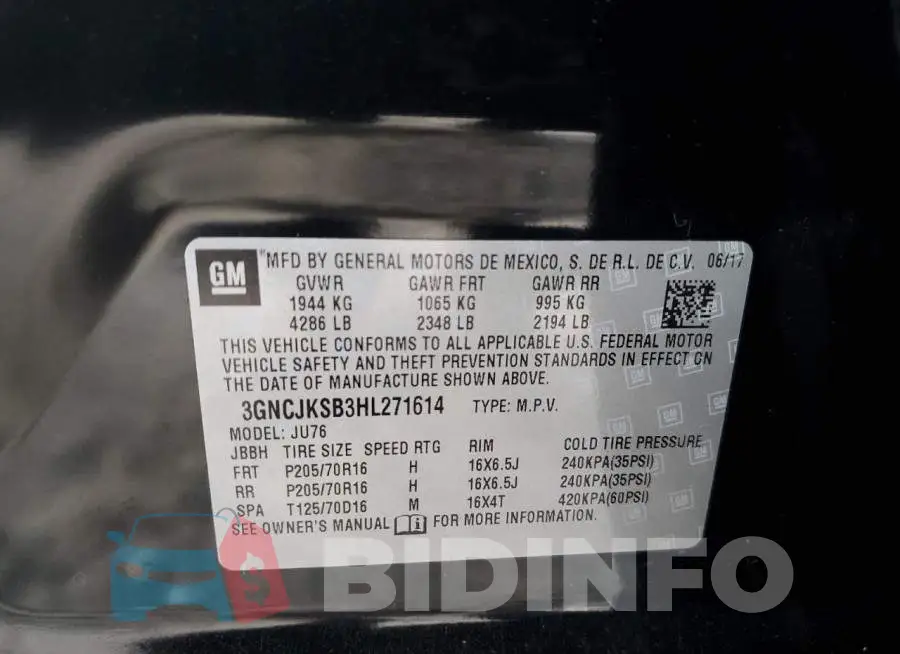 3GNCJKSB3HL271614 Photo# 12