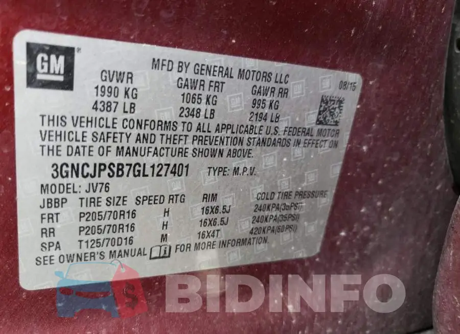 3GNCJPSB7GL127401 Photo# 13