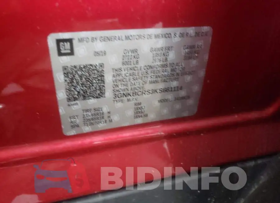 3GNKBCRS3KS661114 Photo# 12