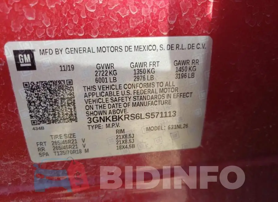3GNKBKRS6LS571113 Photo# 12