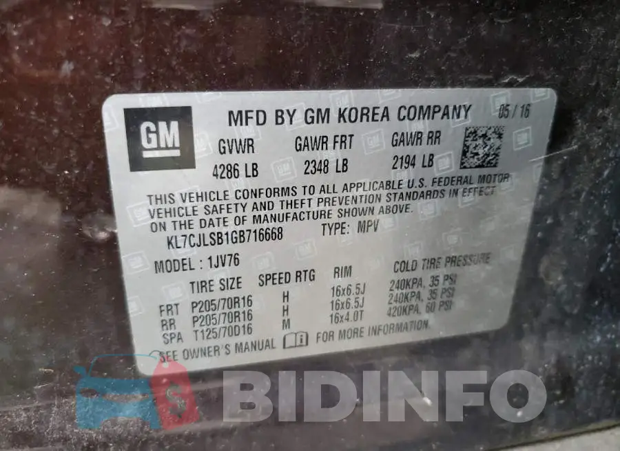 KL7CJLSB1GB716668 Photo# 12