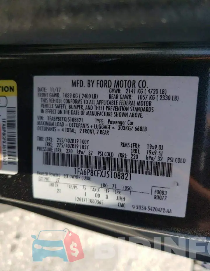 1FA6P8CFXJ5108821 Photo# 13