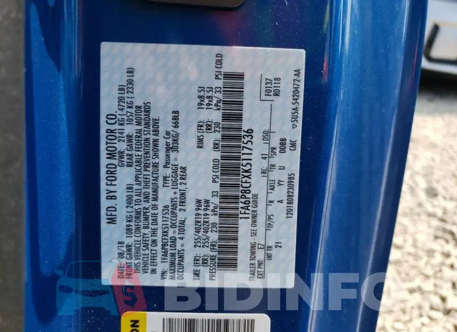 1FA6P8CFXK5117536 Photo# 12