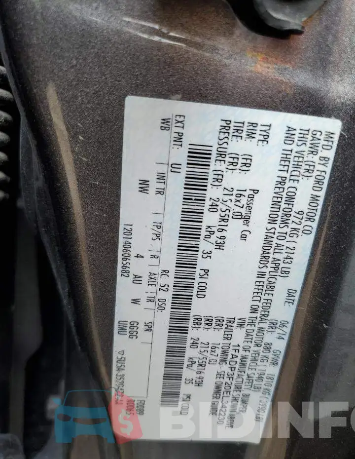 1FADP3F20EL342230 Photo# 12
