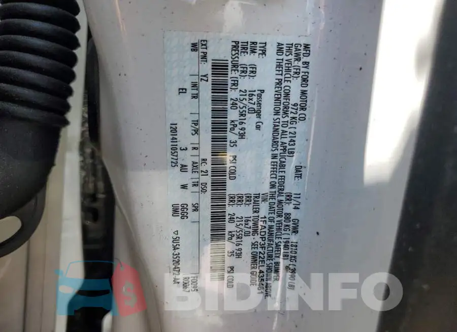 1FADP3F22EL435461 Photo# 12